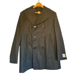 NWT DSCP Quarterdeck Collection Mens Heavy Black Wool Pea Coat 40R